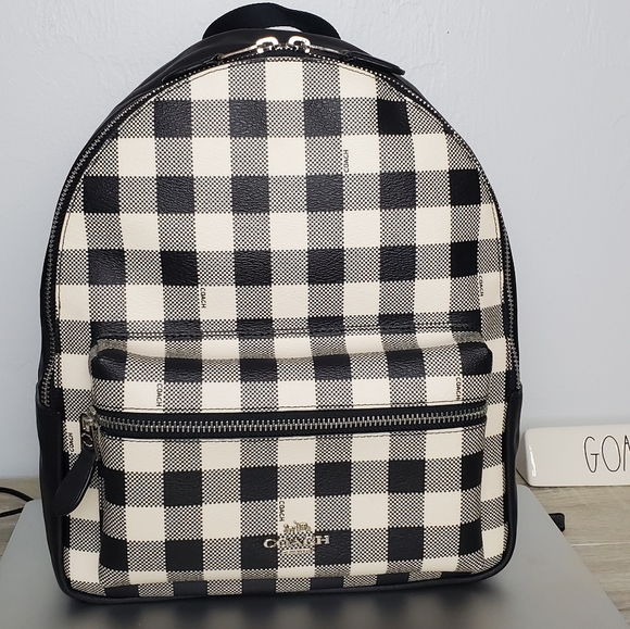 coach checkered backpack